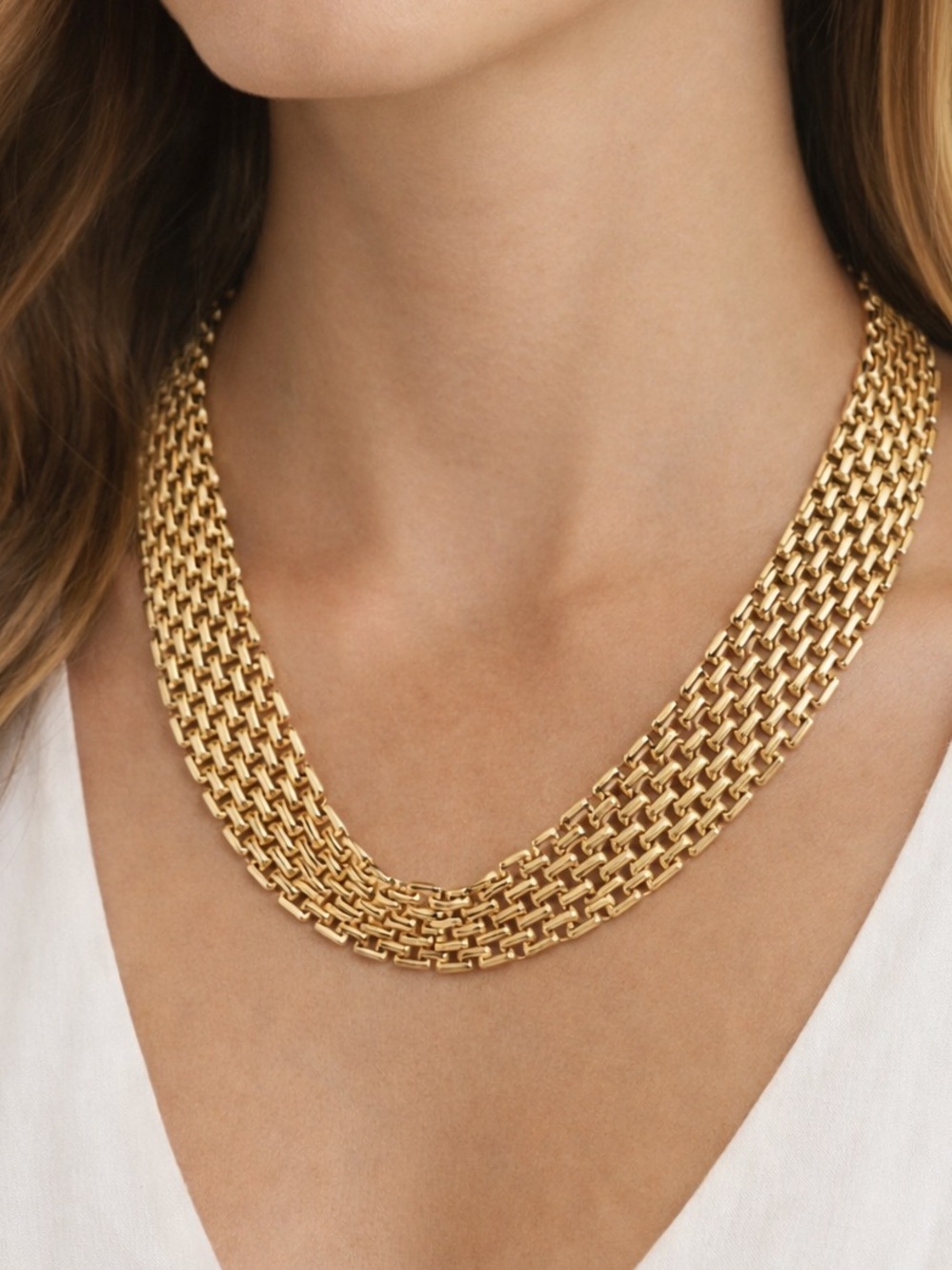 Vintage Gold Tone Multi-Row Panther Link Collar